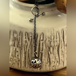 Silver Drop Ball Toggle Clasp Necklace